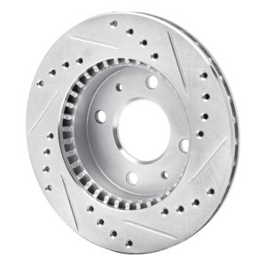 Nissan Lucino Brake Rotor (1) - Front Left - R1 Concepts - Drilled & Slotted - Silver - `95-`00